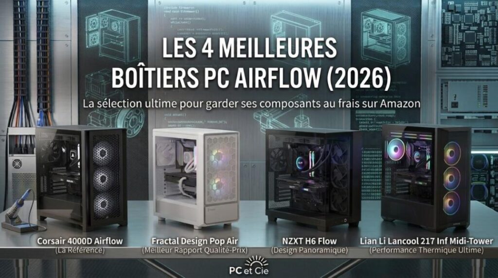 Comparatif des 4 meilleurs boîtiers PC Airflow en 2026 avec façade Mesh et verre trempé